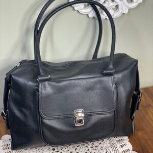 Black Mini-Duffle Style Purse Buckle Silver